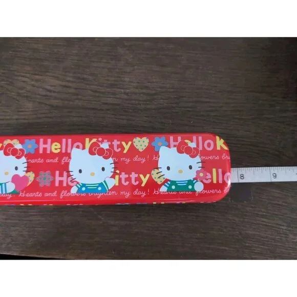 Vtg Sanrio Hello Kitty Pencil Case Tin Box Red Pen Case Metal 1994 JAPAN Rare - Picture 7 of 9